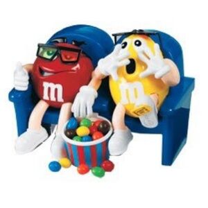 Vintage M&Ms Red and Yellow 3D Movie Scene Candy Dispenser Collectible, Y2K